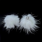 Mink Fur Pendants, with Stainless Steel Findings, WhiteSmoke, 30mm(FIND-H012-04P-01)
