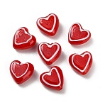 Handmade Lampwork Beads, Heart, Red, 14~14.5x14.5~15x8~9mm, Hole: 1.5~1.6mm(LAMP-D008-02A-01)