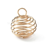 Carbon Steel Spiral Bead Cage Pendants, Hollow Spring Ball Charms, Golden, 17x14mm, Hole: 4mm(IFIN-WH0027-47A-G)