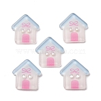 2-Hole Printed Transparent Resin Buttons, House, White, 15x15x2.5mm, Hole: 1.4mm(RE-CBA9B39-10)