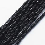 Opaque Glass Beads Strands, Faceted, Rondelle, Black, 2.3~2.7x1.5mm, Hole: 0.5mm,about 135~140pcs/strand, 26~27cm(EGLA-J144-NB02)