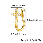 925 Sterling Silver Pave Clear Cubic Zirconia Nose Rings, Halloween Nose Cuffs, Fashion Jewelry, Golden, Cross, 13x8mm(VW3837-11)