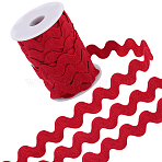 Polyester Wave Lace Trim Ribbon, Wave Bending Lace Trim, Clothes Accessories, Dark Red, 1/2 inch(13mm), 10~12 yards(OCOR-XCP0003-07B-02)