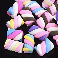 Handmade Polymer Clay Beads, No Hole, Column, Mixed Color, 14~17x9~12mm(CLAY-S091-04)