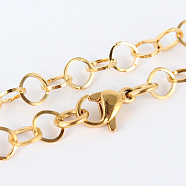 304 Stainless Steel Cable Chain Necklaces, with Lobster Claw Clasps, Golden, 17.7 inch(44.9cm), 5mm(MAK-N016-04G)