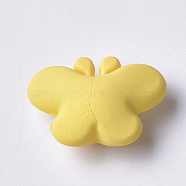 Acrylic Shank Buttons, Rubberized, 1-Hole, Butterfly, Yellow, 28.5x21x13mm, Hole: 4mm(MACR-T024-10D)