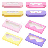 Olycraft Paper Folding Boxes, Empty Eyelash Packaging Box, with Clear Heart Window, Rectangle, Mixed Color, 5.4x11.25x1.4cm, 4 colors, 10pcs/colors, 40pcs/set(CON-OC0001-20)