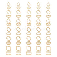 DIY Jewelry Making Finding Kit, Including 60pcs 6 Style Brass Bead Frame & Linking Rings, Square & Flower & Heart & Hexagon & Ring, Cadmium Free & Lead Free, Real 24K Gold Plated, 9~12x8.5~12x1~3mm, Hole: 0.7~6.7mm, 10Pcs/style(KK-AR0003-94)