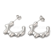 304 Stainless Steel Melting Ring Stud Earrings, Half Hoop Earrings, Stainless Steel Color, 22.5x3mm(EJEW-B026-20P)