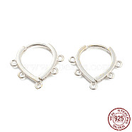 925 Sterling Silver Hoop Earring Findings, Ear Wire with Loops, Silver, 13x15x1.5mm, Hole: 1mm(STER-Q191-05S)