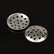 Aluminum Finger Ring/Brooch Sieve Findings, Perforated Disc Settings, Platinum, about 12mm in diameter, 2mm thick, hole: 1mm, 2880pcs/Bag(FIND-D003-4)