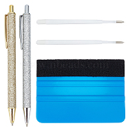 Gorgecraft 5Pcs 3 Styles Gold Powder Press Ballpoint Pen, with Exhaust Pen Refill & PP Plastic Squeegee, Mixed Color, Ballpoint Pen: 1pc/color, 2color, 2pcs(AJEW-GF0003-77B)