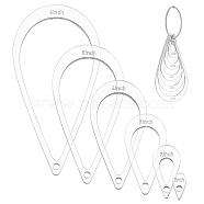 Acrylic Transparent Pressure Plate, with Iron Loose Leaf Book Binder Hinged Rings, Teardrop, 2.5~15.1x1.25~7.55x0.35cm, Hole: 5mm, 6pcs/set(DIY-NB0012-47D)