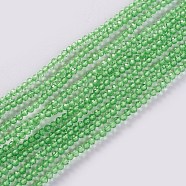 Glass Beads Strands, Faceted, Round, Lawn Green, 2x2mm, Hole: 0.4mm, about 193~197pcs/strand, 14.17 inch~15.51 inch(36~39.4cm)(EGLA-E057-02B-01)
