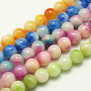 Natural White Jade Beads Strands, Dyed, Round, Mixed Color, 12mm, Hole: 1mm, about 34pcs/strand, 16 inch(G-H1625-12mm-M)