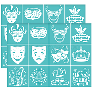 Self-Adhesive Silk Screen Printing Stencil, for Painting on Wood, DIY Decoration T-Shirt Fabric, Turquoise, Mixed Shapes, 280x220mm(DIY-WH0338-212)