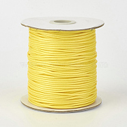 Eco-Friendly Korean Waxed Polyester Cord, Yellow, 0.5mm, about 169.51~174.98 Yards(155~160m)/Roll(YC-P002-0.5mm-1155)