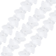 Embroidery Polyester Lace Trim, with Plastic Imitation Pearl Beads, Butterfly, Snow, 2 inch(52mm)(OCOR-WH0067)