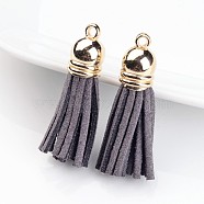 Multifunction Faux Suede Cord Tassels Mobile Straps, with Alloy Findings, Golden, Slate Gray, 38x10mm, Hole: 2mm(MOBA-L003-03)