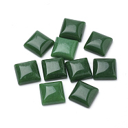 Natural White Jade Cabochons, Dyed, Square, Dark Green, 10x10x5mm(X-G-Q975-10x10-07)