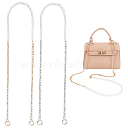 WADORN 2Pcs 2 Colors Resin Imitation Pearl Crossbody Purse Straps, with Alloy Chain & Spring Ring Clasps, Mixed Color, 122cm, 1pc/color(FIND-WR0009-53)