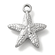 Ocean Theme Anti-Tarnish 304 Stainless Steel Pendants, Stainless Steel Color, Starfish, 15.5x13.5x2.5mm, Hole: 1.6mm(STAS-Z092-06P-03)