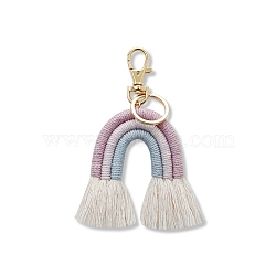 Boho Rainbow Keychain Mini Macrame Rainbow Cute Keychain Weaving Rainbow Tassel Keychain for Women Girls, Thistle, 11x6cm(FIND-SZC0013-275)