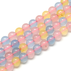 Natural Chalcedony Bead Strands, Imitation Morganite Color, Dyed, Round, 8mm, Hole: 1mm, about 48pcs/strand, 14.9 inch(G-R342-8mm-20)