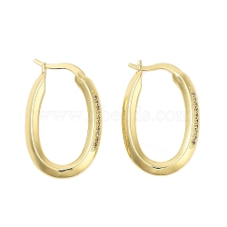 Rack Plating Oval Brass Hoop Earrings, with Clear Cubic Zirconia, Cadmium Free & Lead Free, Long-Lasting Plated, Real 18K Gold Plated, 25x16x3mm(EJEW-N055-28G-RS)