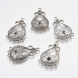 Chandelier Component, Alloy Cabochon Connector Settings, Cadmium Free & Lead Free, teardrop, Antique Silver, 22mm wide, 36.5mm long, 4mm thick, hole: 2mm(EA275Y)