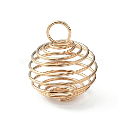 Carbon Steel Spiral Bead Cage Pendants, Hollow Spring Ball Charms, Golden, 17x14mm, Hole: 4mm(IFIN-WH0027-47A-G)