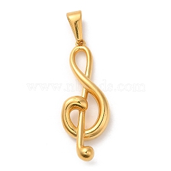 Vacuum Plating 304 Stainless Steel Pendants, Long-Lasting Plated, Musical Note Charm, Golden, 42.5x15.5x5.5mm, Hole: 9x4.5mm(STAS-M322-35G)