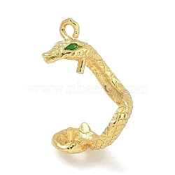 Rack Plating Brass Enamel Peg Balis, Long-Lasting Plated, Lead Free & Cadmium Free, Snake, Real 18K Gold Plated, 22x12x14mm, Hole: 1.4mm, pin: 1mm(KK-G515-64G)