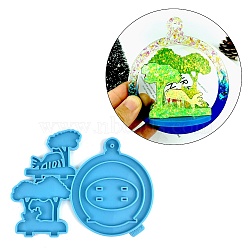 DIY Christmas Deer Pendant Food Grade Silicone Molds, Resin Casting Molds, for UV Resin, Epoxy Resin Jewelry Making, Deep Sky Blue, 133x178x7mm(XMAS-PW0001-010B)