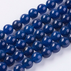 Natural Agate Beads Strands, Dyed, Round, Midnight Blue, 8mm, Hole: 1mm(X-G-G583-8mm-12)