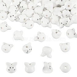 Handmade Porcelain Beads, Famille Rose Porcelain, Totoro, White, 11.5x12x10.5mm, Hole: 2mm, 50pcs/box(PORC-OC0001-08)