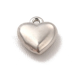 Rack Plating Brass Charms, Cadmium Free & Lead Free, Long-Lasting Plated, Heart Charm, Platinum, 5.5x5x2mm, Hole: 0.7mm(KK-P230-10P)