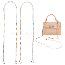 WADORN 2Pcs 2 Colors Resin Imitation Pearl Crossbody Purse Straps, with Alloy Chain & Spring Ring Clasps, Mixed Color, 122cm, 1pc/color(FIND-WR0009-53)