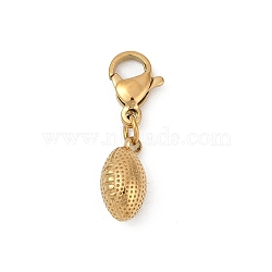 304 Stainless Steel Pendant Decorations, Ion Plating(IP), Real 18K Gold Plated, with Lobster Claw Clasp, Rugby, 22.5mm(STAS-D305-01G-E)