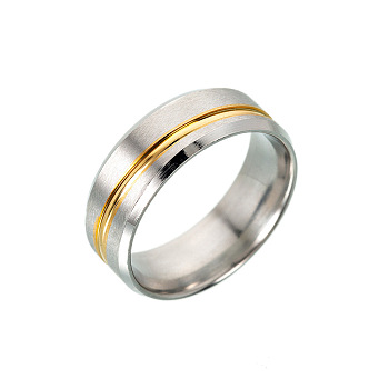 316L Surgical Stainless Steel Wide Band Finger Rings, Size 8, Golden & Stainless Steel Color, 18.2mm
