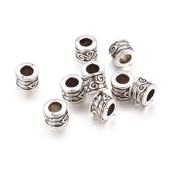 Large Hole Beads, Tibetan Style European Beads, Antique Silver, Lead Free, Cadmium Free and Nickel Free, Column, 8.5x7mm, Hole: 5mm