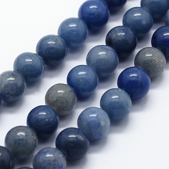 Natural Blue Aventurine Beads Strands, Round, 10mm, Hole: 1mm, about 37pcs/strand, 14.96 inch(38cm)