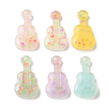 Transparent Resin Pendants, Guitar, Mixed Color, 32x18x7mm