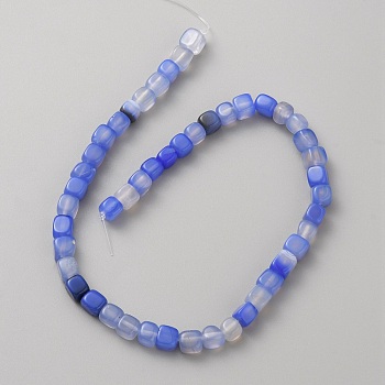 Natural Agate Beads Strands, Cube, 6~8.5x6~8.5x5.5~9mm, Hole: 1mm, about 48pcs/strand, 13.58''(34.5cm)