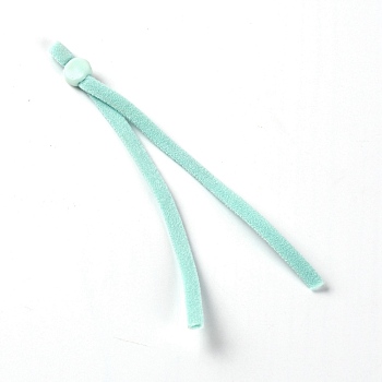 Flat Chinlon Elastic Mask Strap Extender, with Plasitic Adjustable Bead, Face Mask Lanyard Strap, Turquoise, 113x5mm