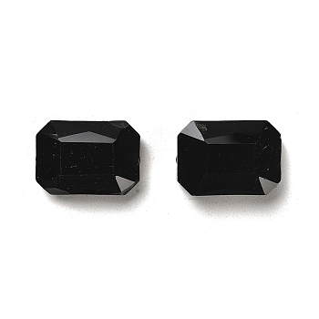 Electroplated Glass Beads, Pearl Luster Plated, Faceted, Rectangle, Black, 18x13x6mm, Hole: 1mm