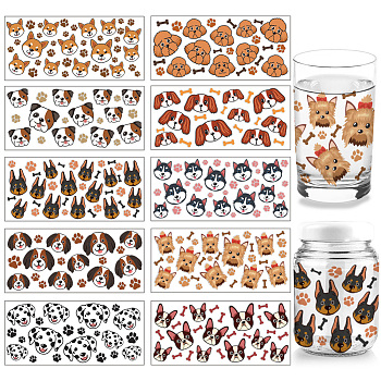 PVC DIY Heat Transfer Paper, for UV Sublimation Cup, Dog, 110x240mm, 10 style, 1pc/style, 10pcs/set