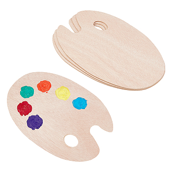 Wooden Painting Palette, Oval, for DIY Art Craft Painting, BurlyWood, 298x196x3mm, 4pcs/set