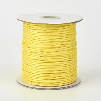 Eco-Friendly Korean Waxed Polyester Cord, Yellow, 0.5mm, about 169.51~174.98 Yards(155~160m)/Roll