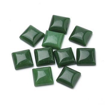 Natural White Jade Cabochons, Dyed, Square, Dark Green, 10x10x5mm